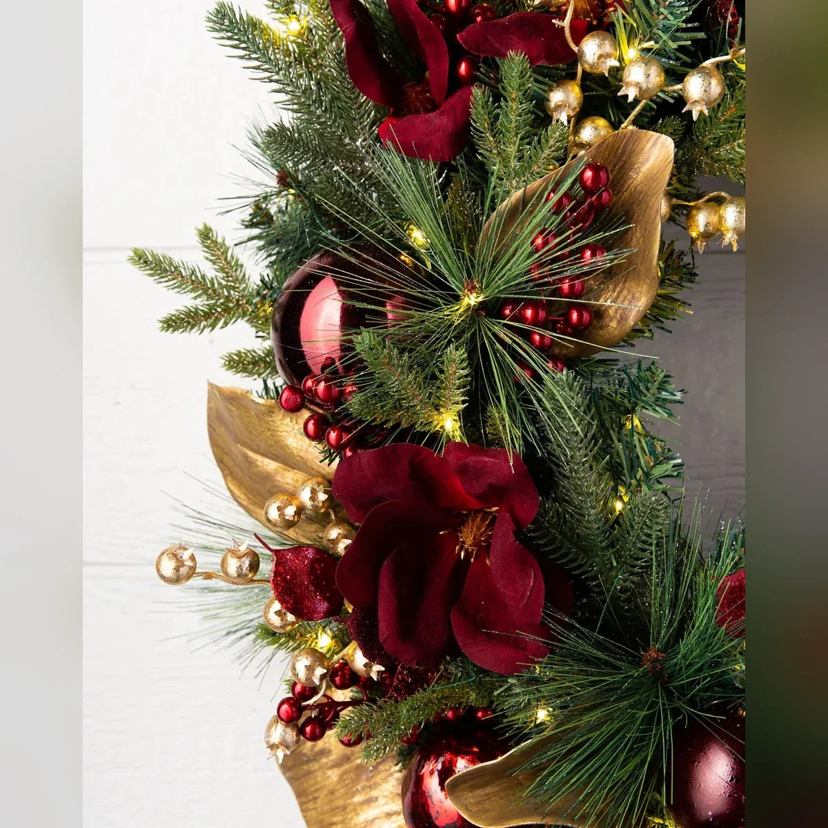 Guirlanda Glamour Vermelho e Dourado com LED 70 cm
