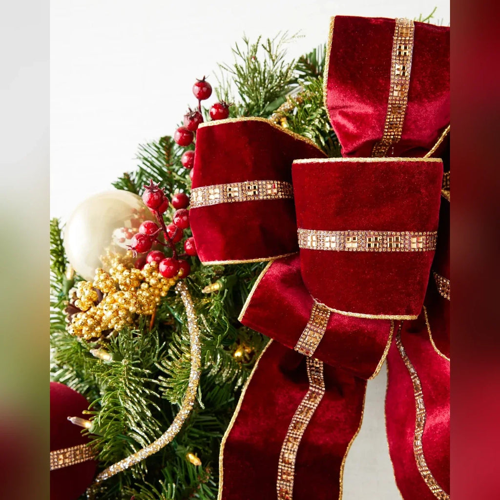 Guirlanda Laço Vermelho Luxo com LED 90 cm