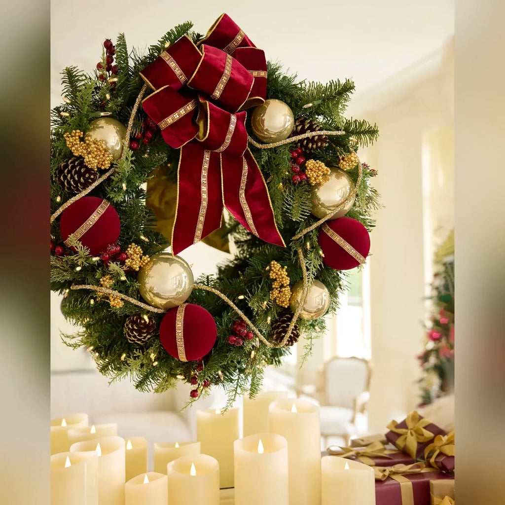 Guirlanda Laço Vermelho Luxo com LED 90 cm