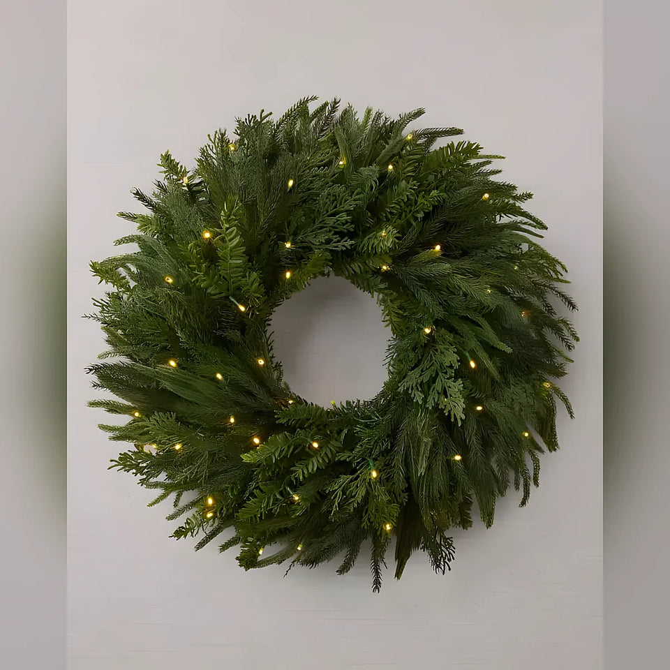 Guirlanda de Natal 90 cm com LED e Folhagens Verdes