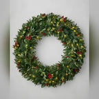 Guirlanda de Natal 90 cm com LED, Folhagens Verdes e Frutas Vermelhas