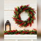 Guirlanda de Natal 90 cm com LED e Galhos de Frutinhas Vermelhas
