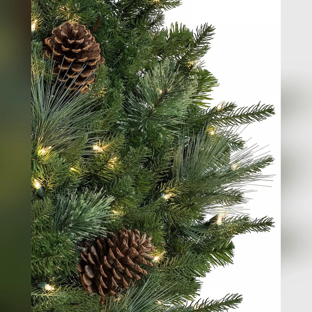 Guirlanda de Natal 90 cm com LED, Pinhas e Folhagens Verdes