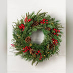 Guirlanda Pinhas e Bagas de Natal com LED 90 cm