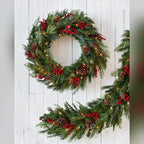 Guirlanda Pinhas e Bagas de Natal com LED 90 cm