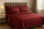 Jogo de Cama Queen Jacquard Bordô - 4 Peças Sofisticado