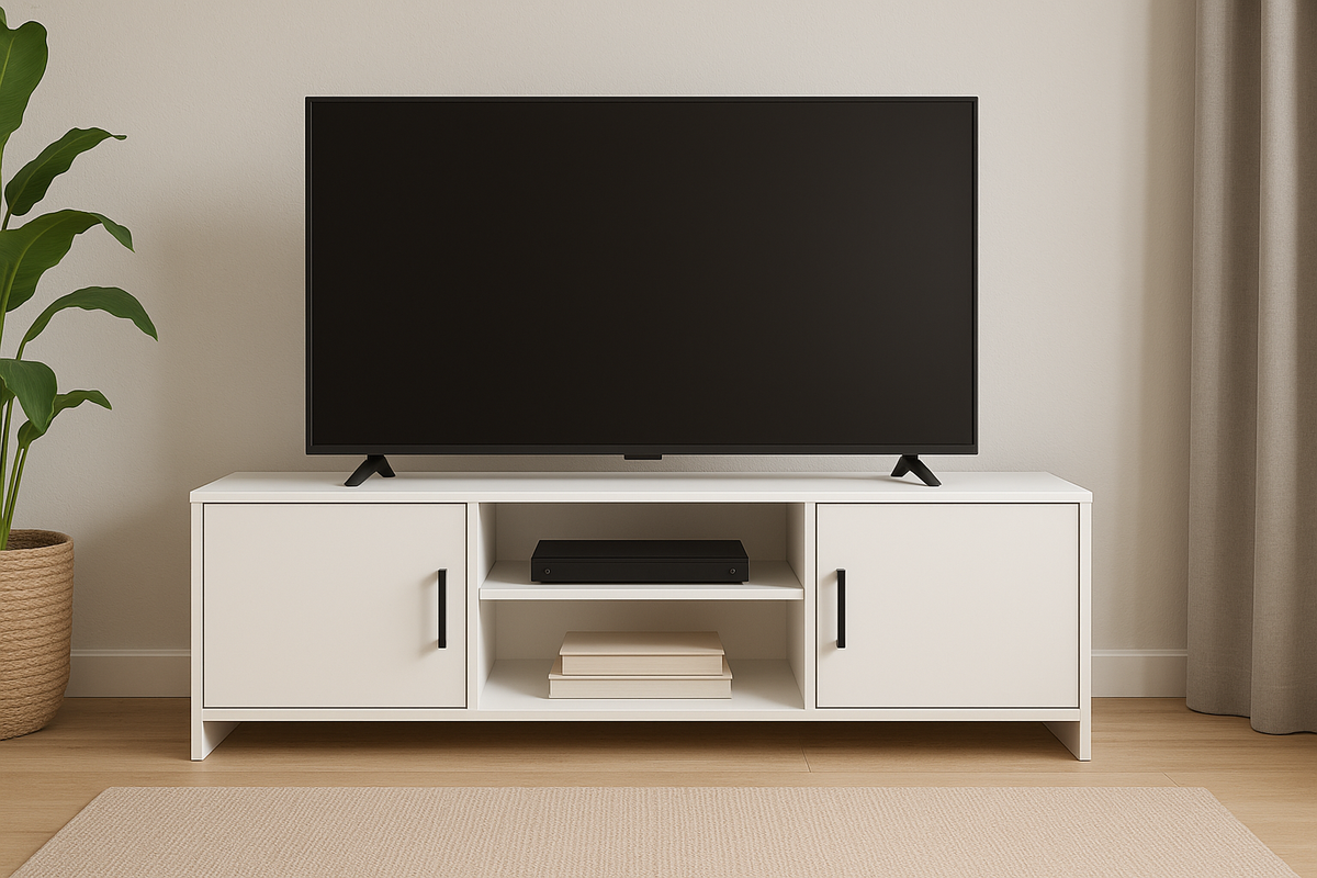 Rack para TV Branco 150cm com Portas e Compartimentos
