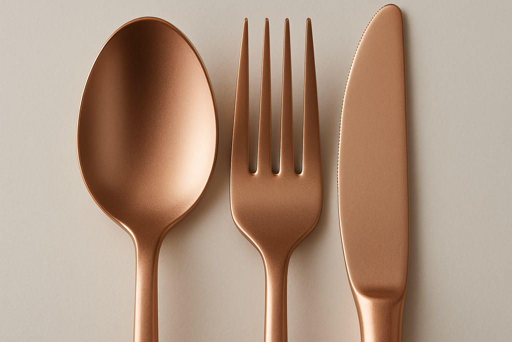 Conjunto Talheres Rose Gold 16 Peças - Acabamento Premium