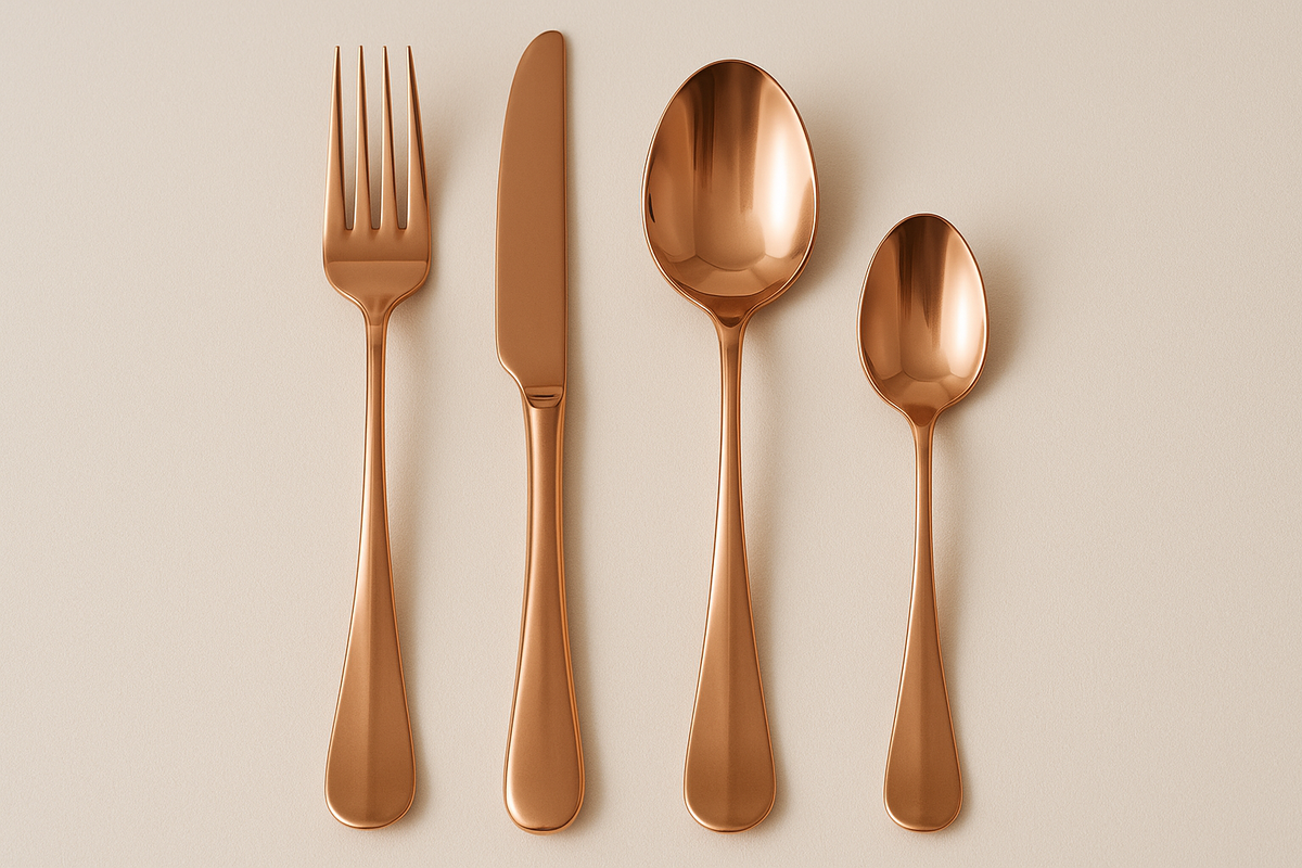 Conjunto Talheres Rose Gold 16 Peças - Acabamento Premium
