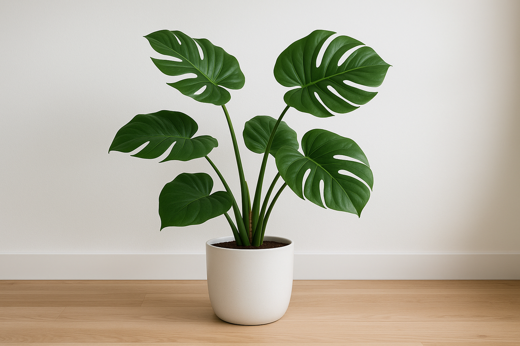 Planta Artificial Monstera Deliciosa 80cm com Vaso Cerâmica
