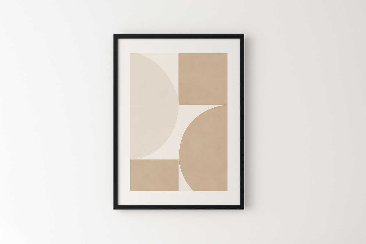 4 Quadro Decorativo Minimalista Geométrico com Moldura Preta