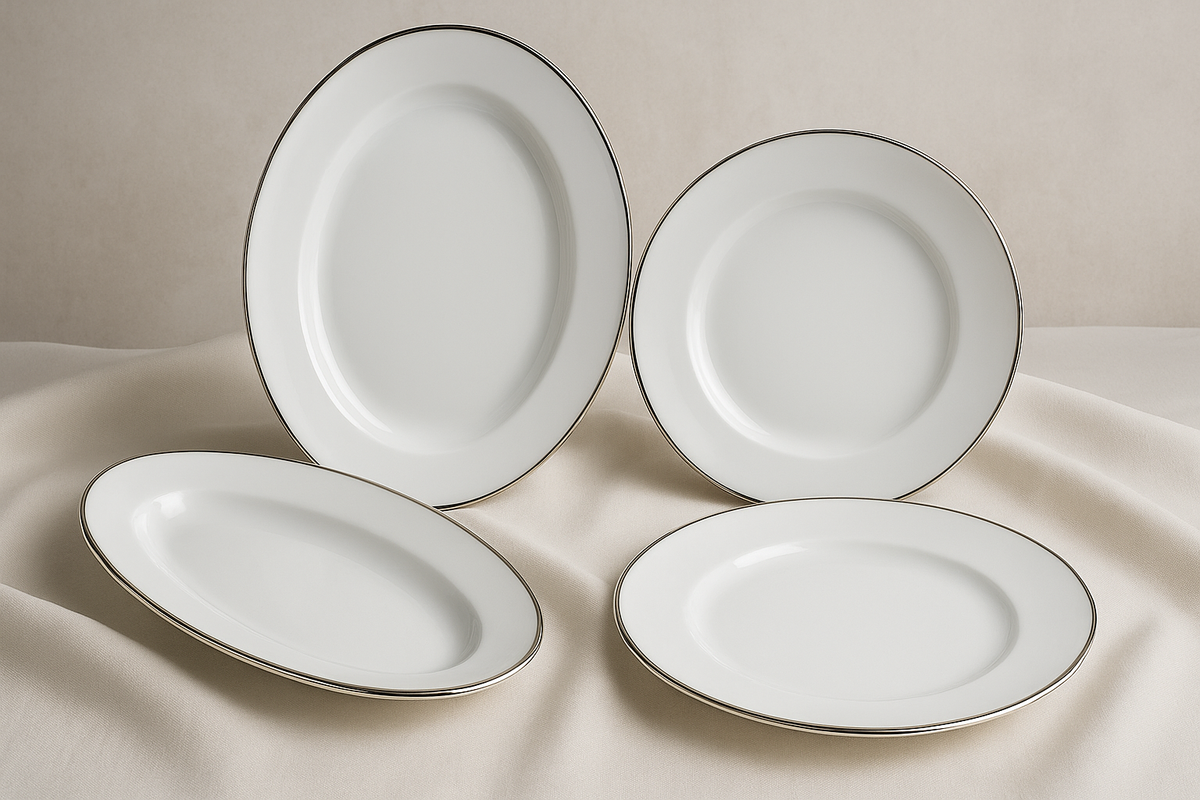 Conjunto 4 Travessas Porcelana Platina - Servir Premium