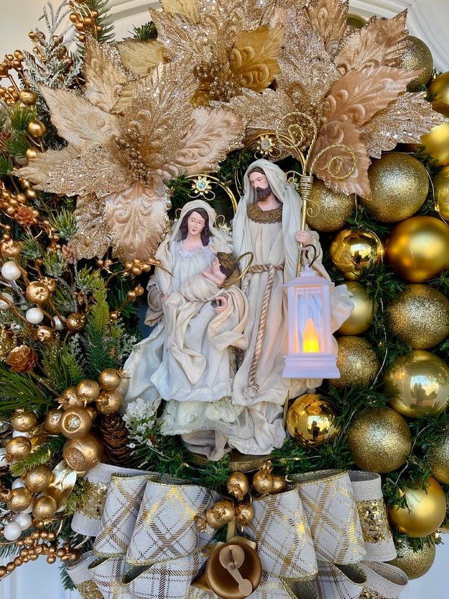 Guirlanda De Natal Sagrada Família C/ Led 65cm