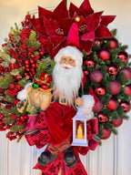 Guirlanda De Natal Noel Bordô 65cm C/ Led