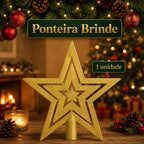 Kit 100 Bolas de Natal Vermelho e Dourado 3, 4 e 6 cm + Ponteira Estrela Dourada