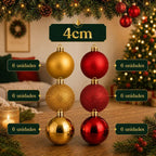 Kit 100 Bolas de Natal Vermelho e Dourado 3, 4 e 6 cm + Ponteira Estrela Dourada