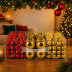 Kit 100 Bolas de Natal Vermelho e Dourado 3, 4 e 6 cm + Ponteira Estrela Dourada