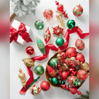 Kit 32 Enfeites para Árvore de Natal Vermelho, Verde e Dourado – Coleção Natal Tradicional