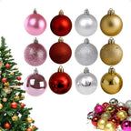 Kit 12 Bolinhas de Natal - 4 Cores, 3cm a 8cm