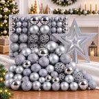 Kit 100 Bolinhas de Natal + Ponteira Estrela e Maleta