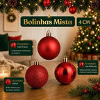 Kit 100 Bolinhas de Natal + Ponteira Estrela e Maleta