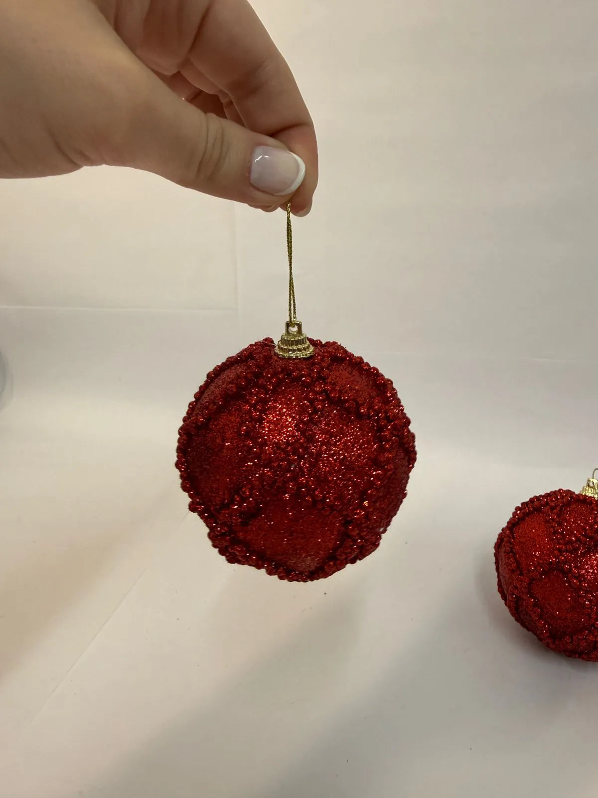 Kit Bolas de Natal Vermelho Rubi com Relevo 8cm