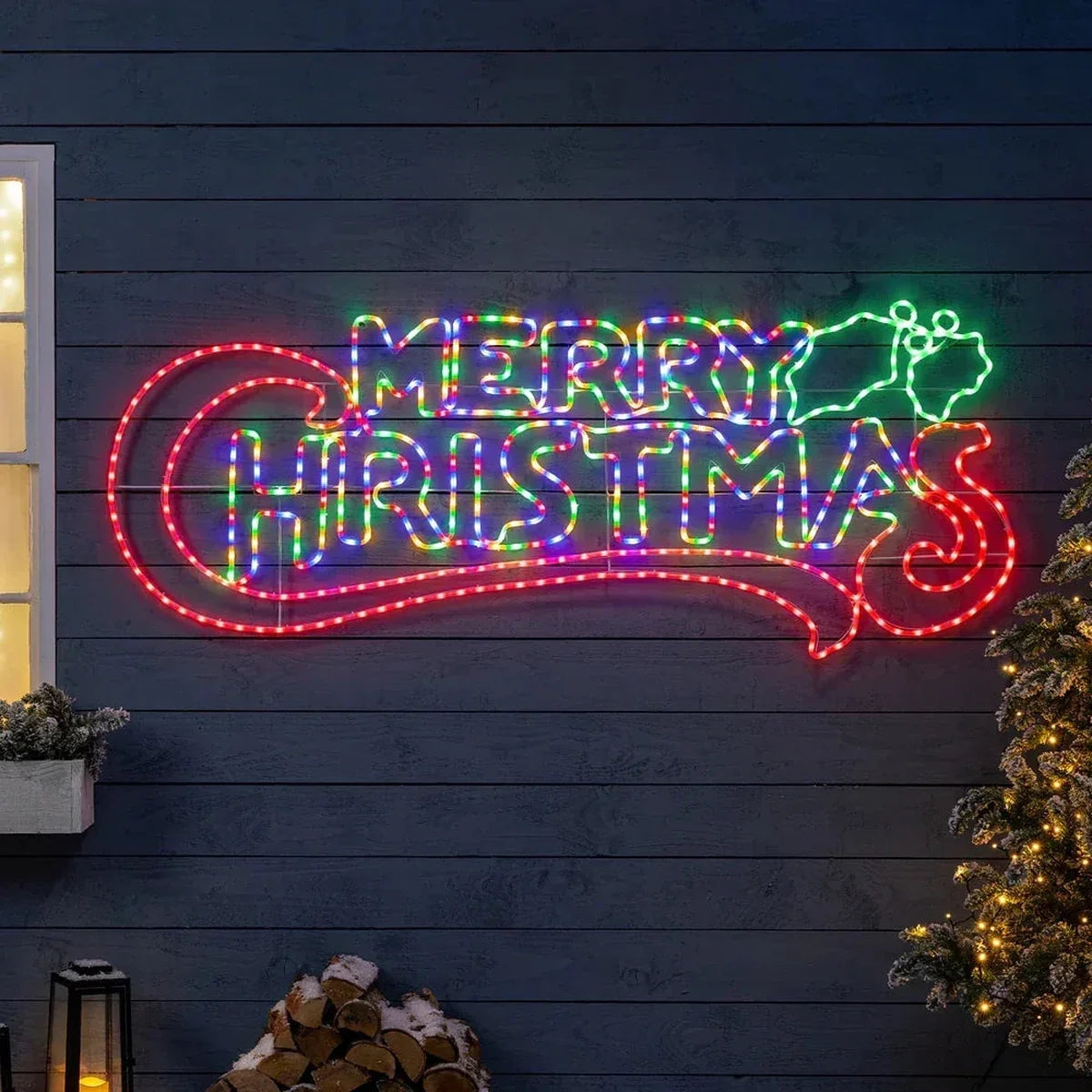 Letreiro Merry Christmas em LED Neon 85 cm – Bivolt, Plugue Brasileiro