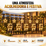 Cortina de Luz Estrela e Rena LED 3m - Decoração de Natal para Janela