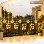Cortina de Luz Estrela e Rena LED 3m - Decoração de Natal para Janela