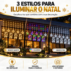 Cortina de Luz Estrela e Rena LED 3m - Decoração de Natal para Janela