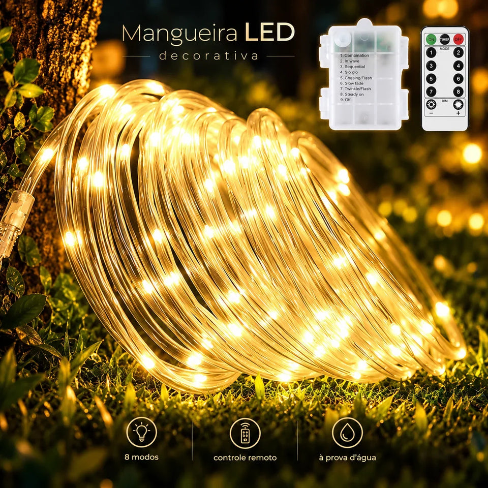 Luzes de Corda LED com Controle Remoto - A Pilha, 8 Modos