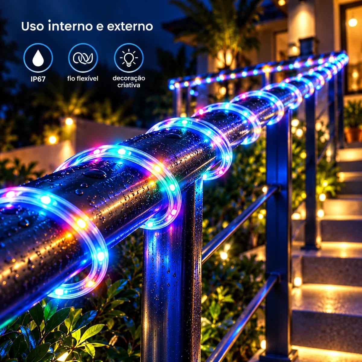 Luzes de Corda LED com Controle Remoto - A Pilha, 8 Modos