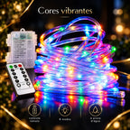 Luzes de Corda LED com Controle Remoto - A Pilha, 8 Modos