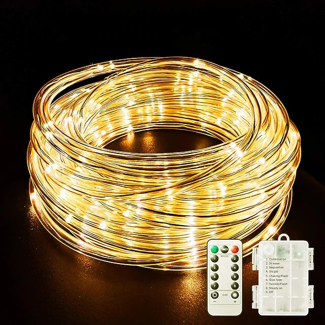Luzes de Corda LED com Controle Remoto - A Pilha, 8 Modos