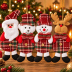 Kit 12 Enfeites Natalinos de Pelúcia - Papai Noel, Boneco de Neve, Urso e Alce