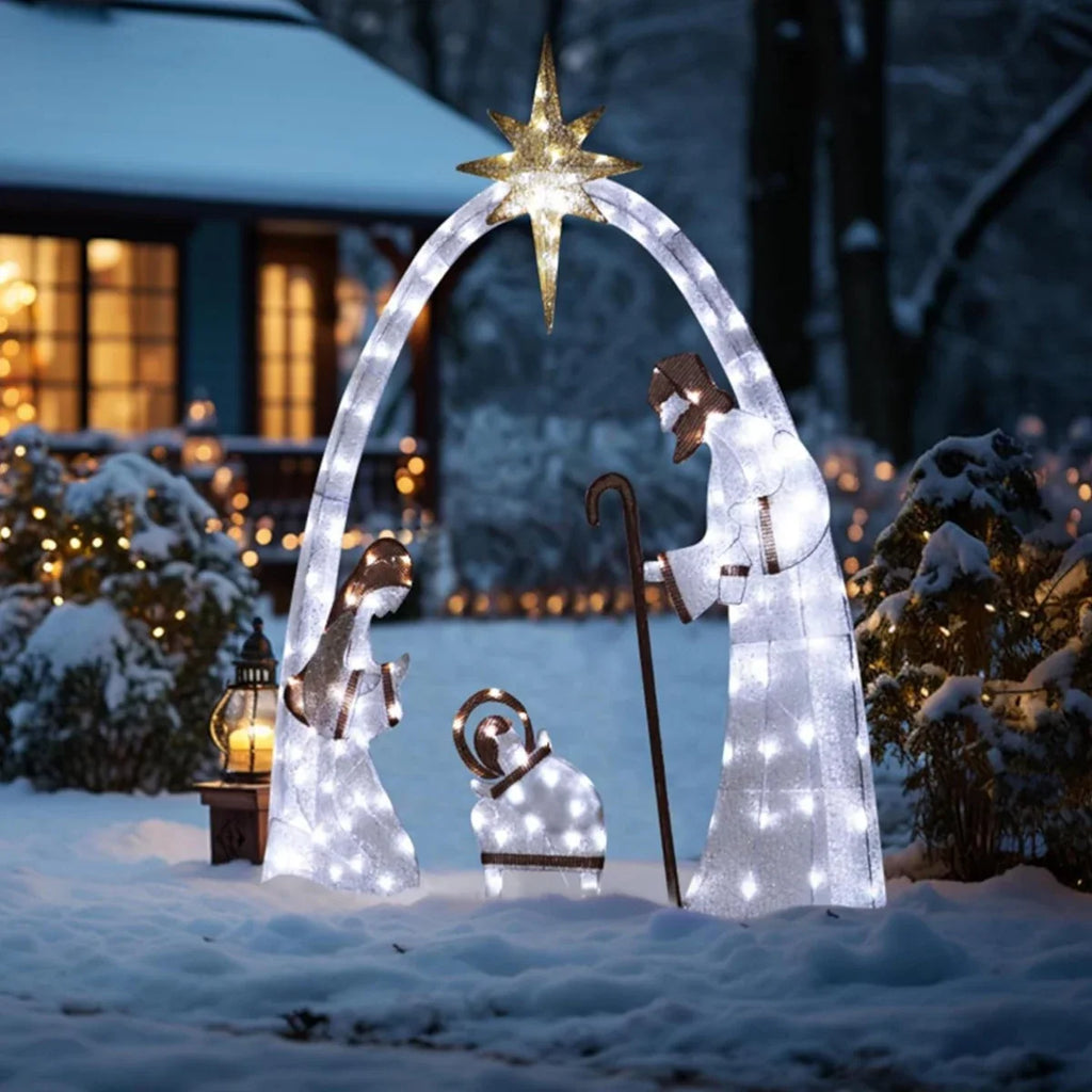 Presépio Natalino Iluminado para Jardim 1,52 m – Arco com Estrela
