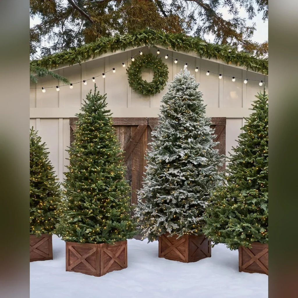 Saia Rígida para Árvore de Natal Caixa de Madeira Escura
