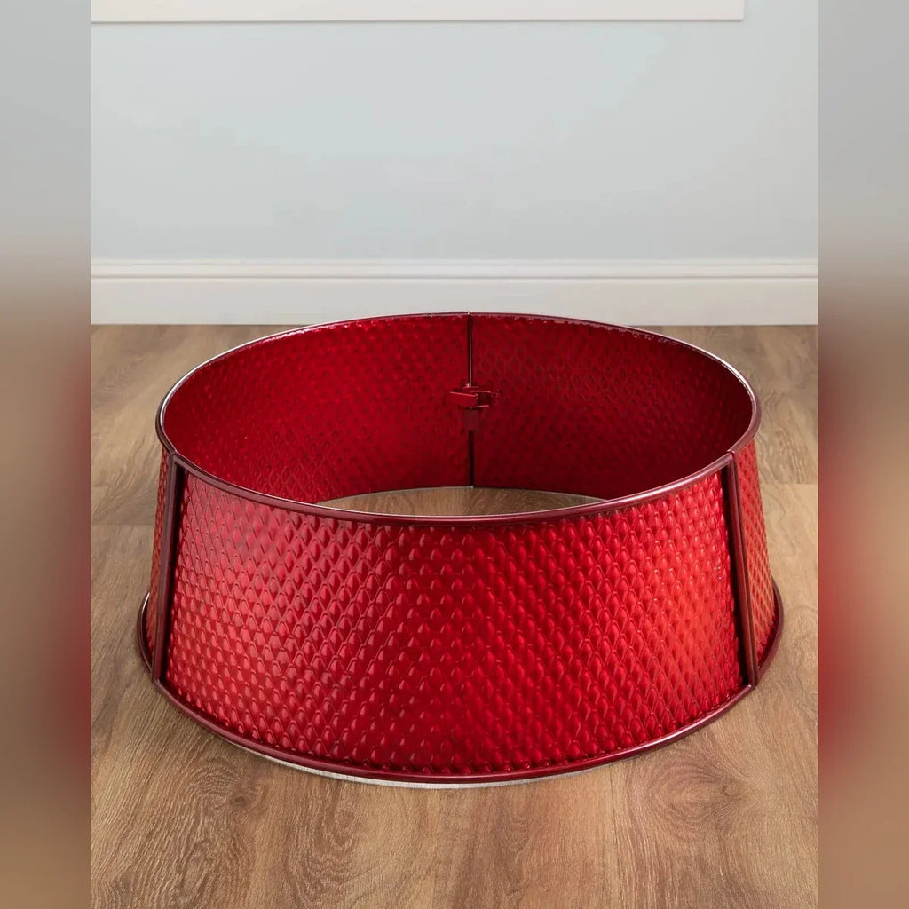 Saia Rígida para Árvore de Natal em Metal Vermelho Texturizado