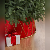 Saia Rígida para Árvore de Natal Tambor Vermelho com Detalhes Dourados