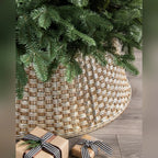 Saia Rígida para Árvore de Natal Trançada Dourado Champagne