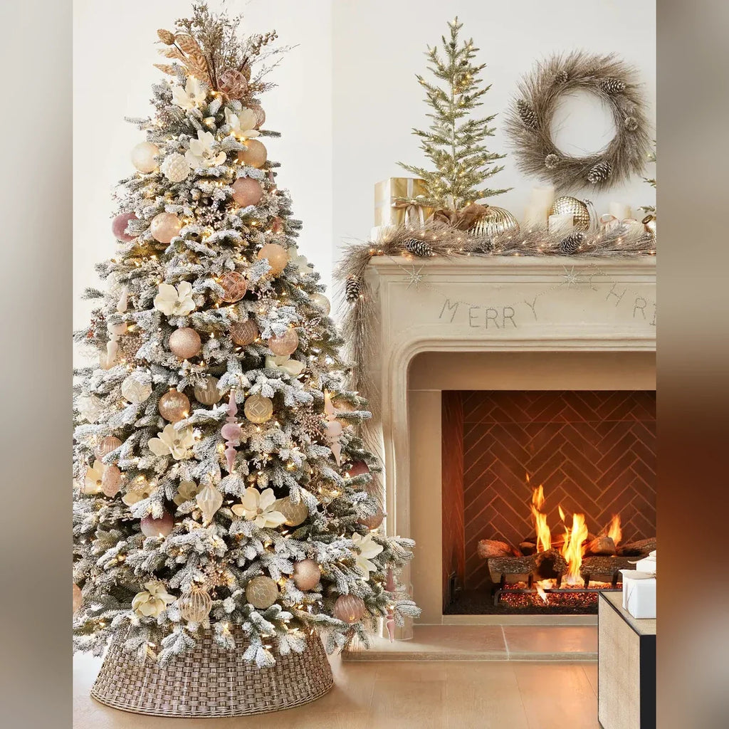 Saia Rígida para Árvore de Natal Trançada Dourado Champagne