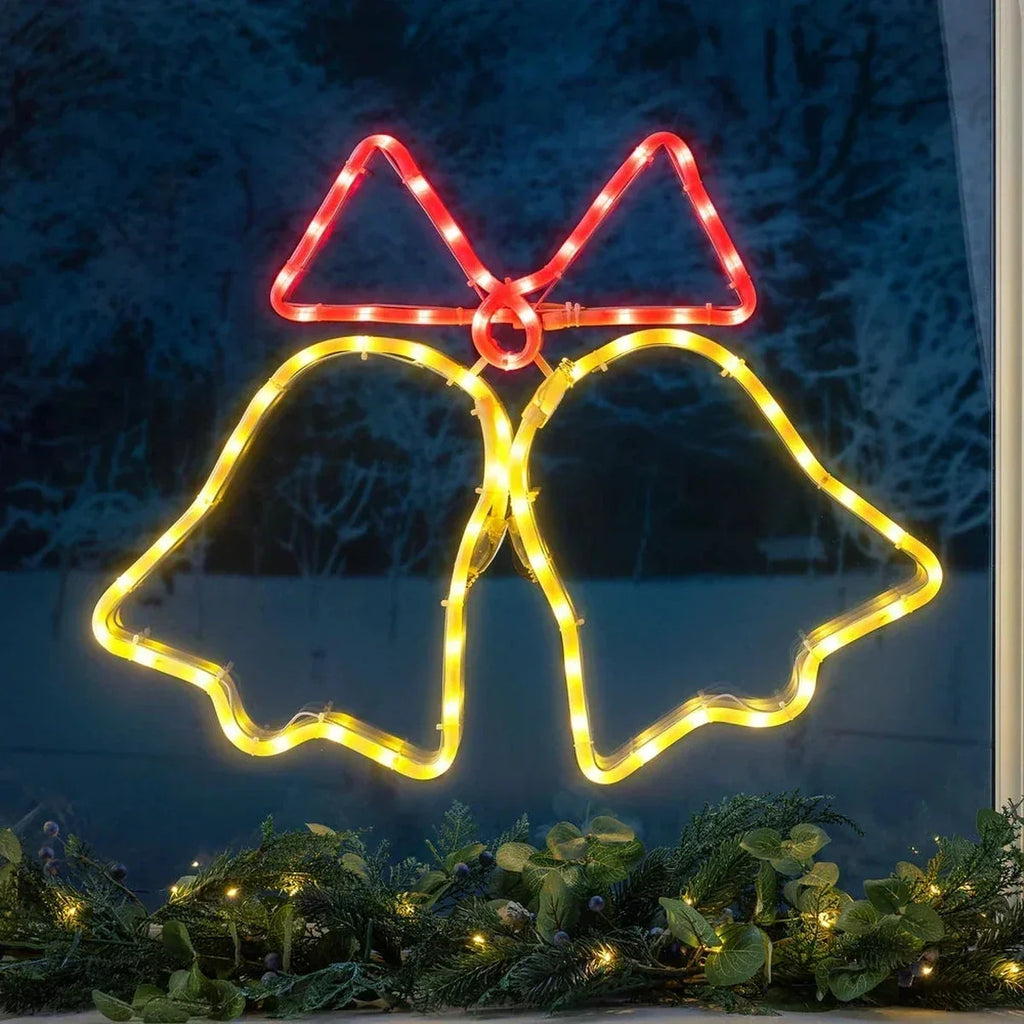 Sinos de Natal Animados em LED Neon 55 cm – Bivolt, Plugue Brasileiro
