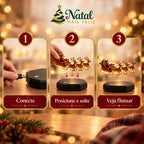 Trenó Encantado do Papai Noel com Renas – Luminária Natalina Flutuante