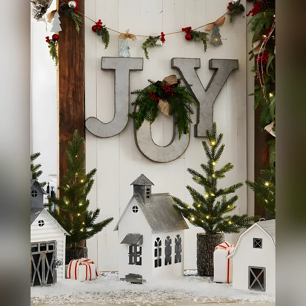 Trio de Mini Árvores de Natal Bosque Encantado com Vasos Rústicos e Luzes LED
