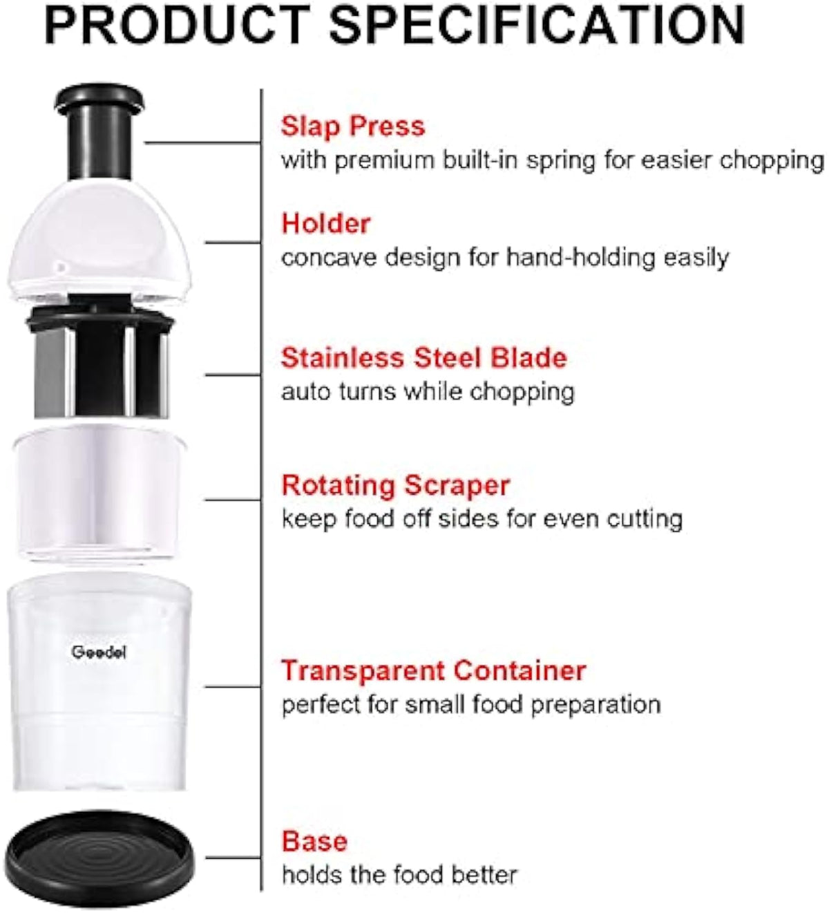 2026 Geedel Manual Food Chopper,2026 Prep Essential! Easily Chop Onions, Garlic, Veggies,BPA Free,Easy Clean