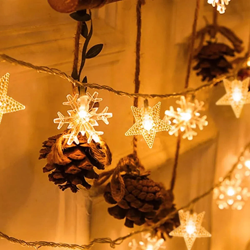 Varal de Luzes de Natal 20 LEDs – 3 m (Árvore, Rena, Estrela e Floco de Neve)