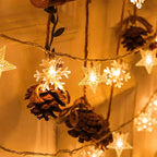 Varal de Luzes de Natal 20 LEDs – 3 m (Árvore, Rena, Estrela e Floco de Neve)