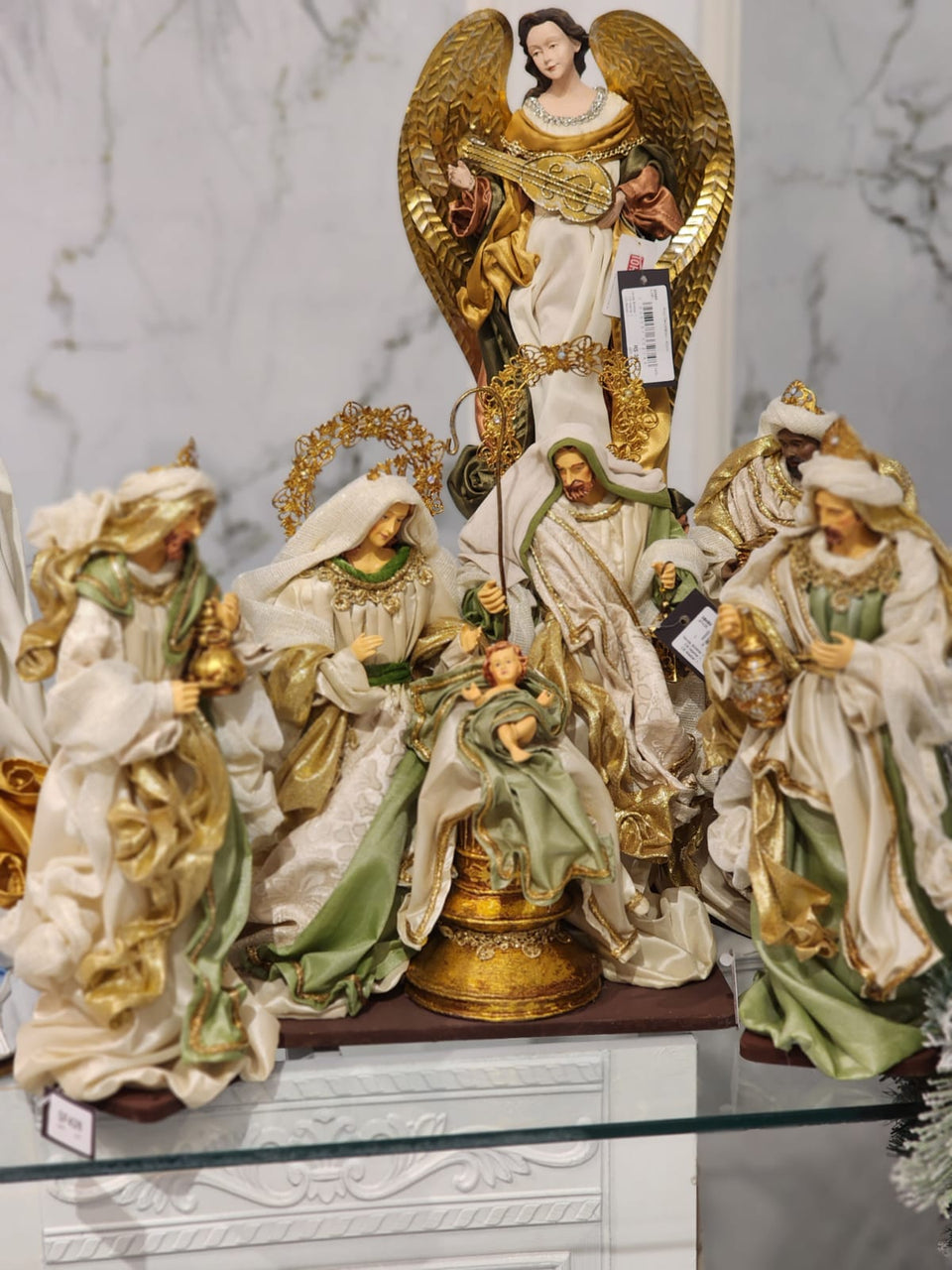 PRESÉPIO DE LUXO SACRA VERDE 28CM 4 PÇS
